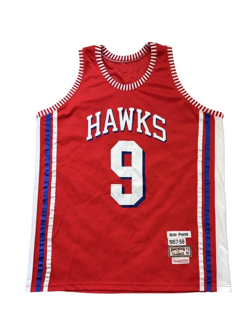 1957-58 Bob Pettit #9 St. Louis Hawks Hardwood Classics Mitchell & Ness Jersey